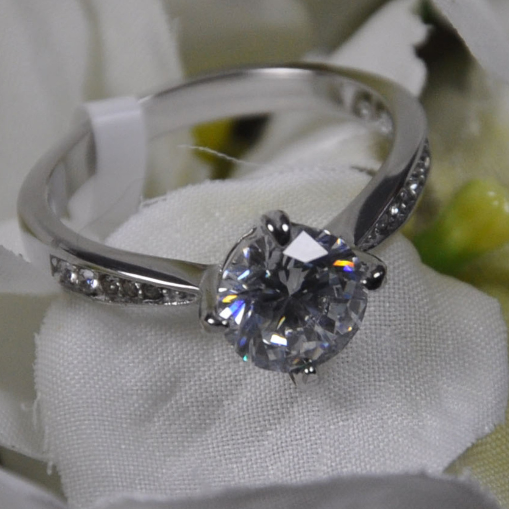 1.28 CT Stainless Steel CZ Engagement Ring Sz: 9